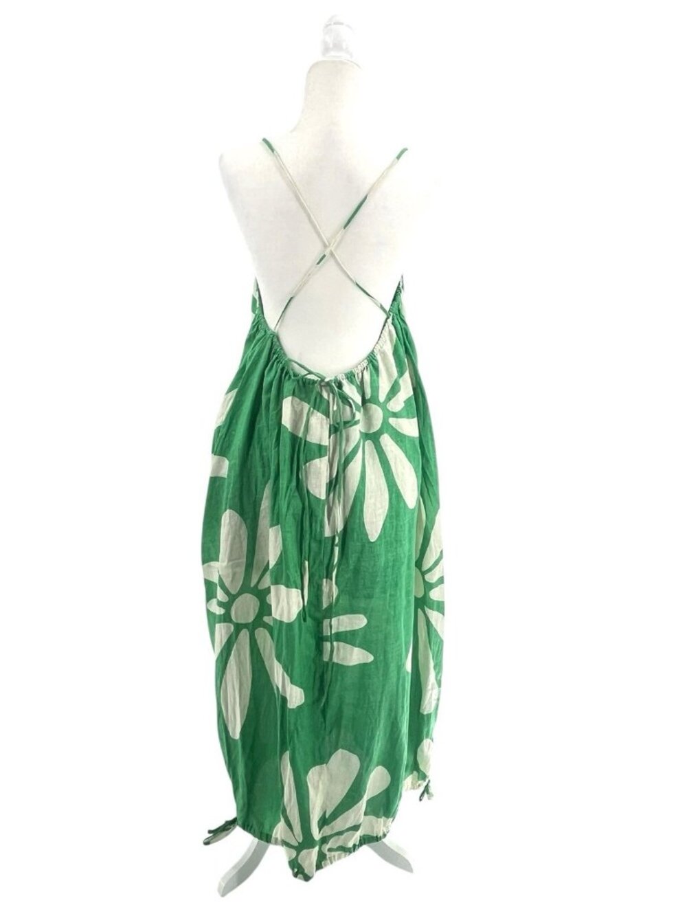ZULU & ZEPHYR Women's Green Floral Flax Oversize Strappy Summer Maxi Dress US 2 - Picture 9 of 9
